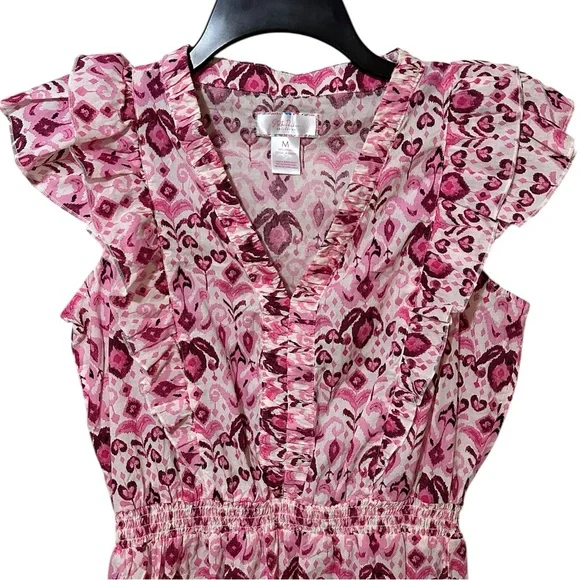 STELLA PARKER Collection 100% cotton pink & white midi dress size Medium - Picture 3 of 6